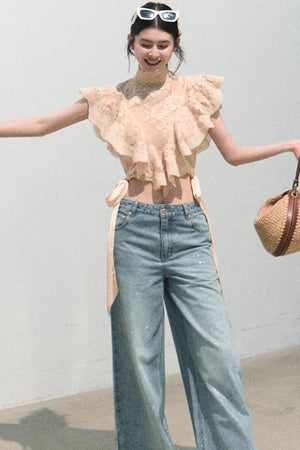 Sunset Lace Ruffle Blouse