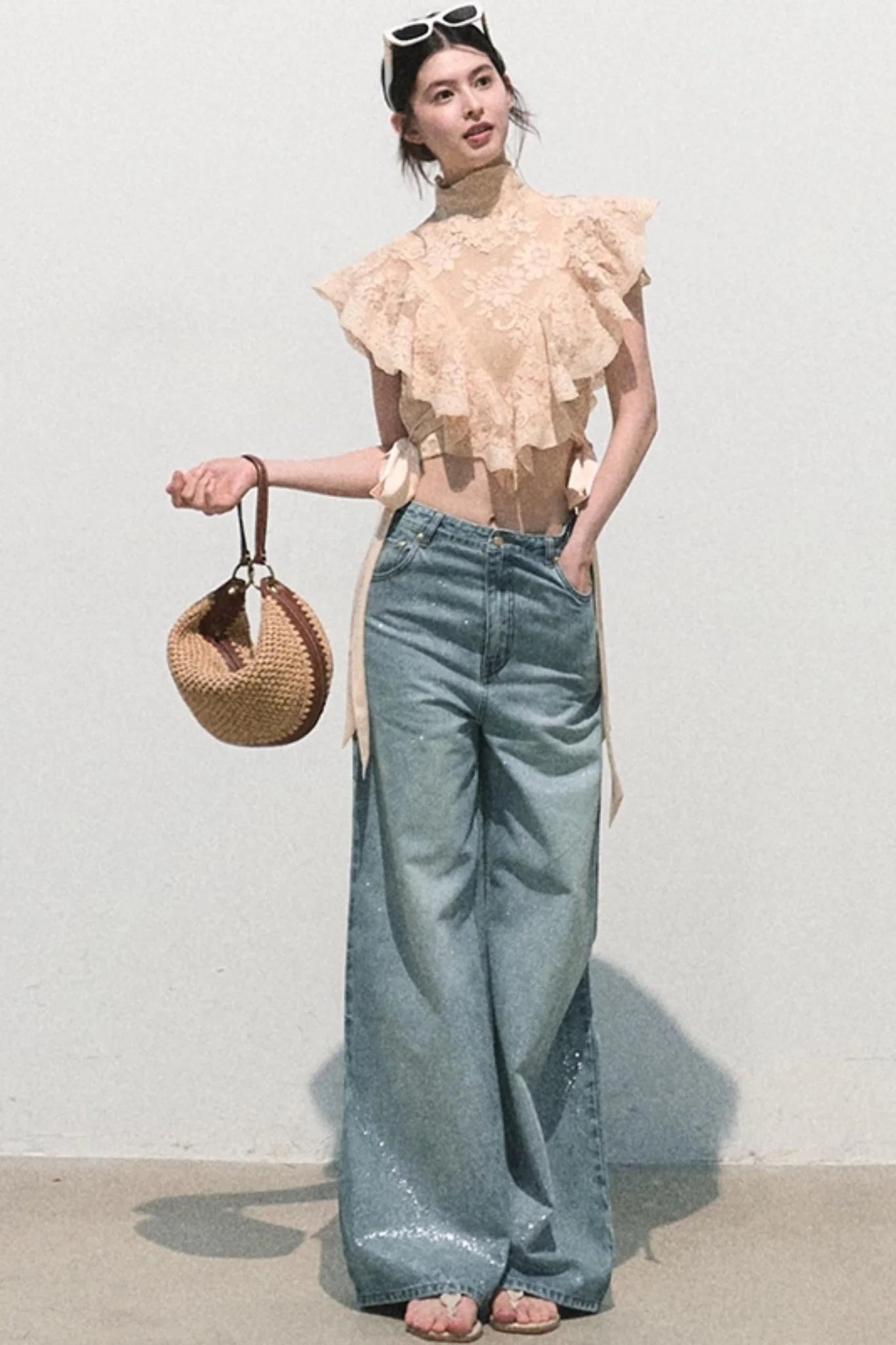 Sunset Lace Ruffle Blouse