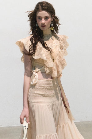 Sunset Lace Ruffle Blouse