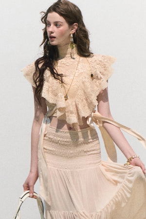 Sunset Lace Ruffle Blouse