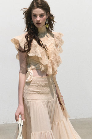 Sunset Lace Ruffle Blouse