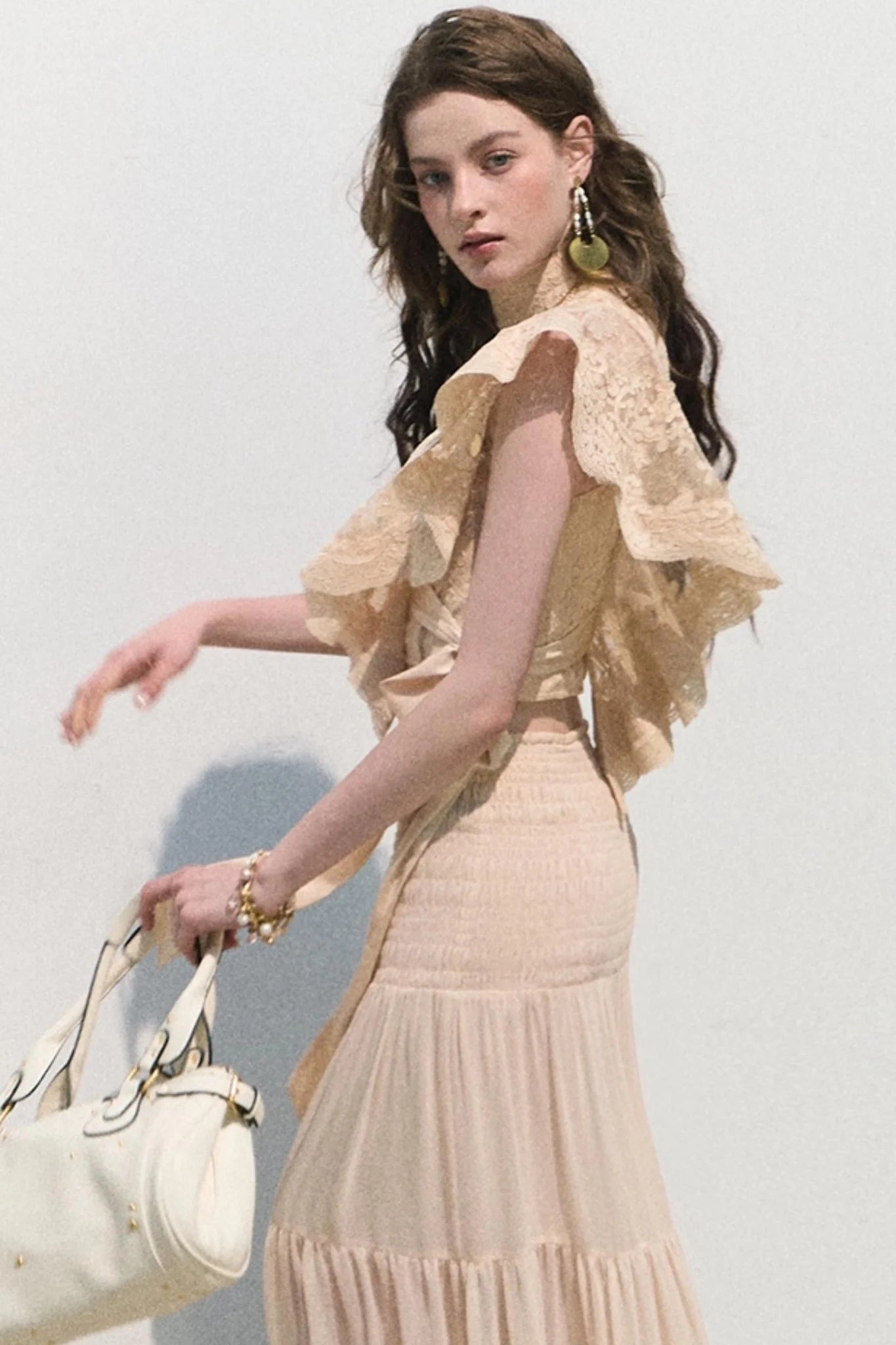 Sunset Lace Ruffle Blouse