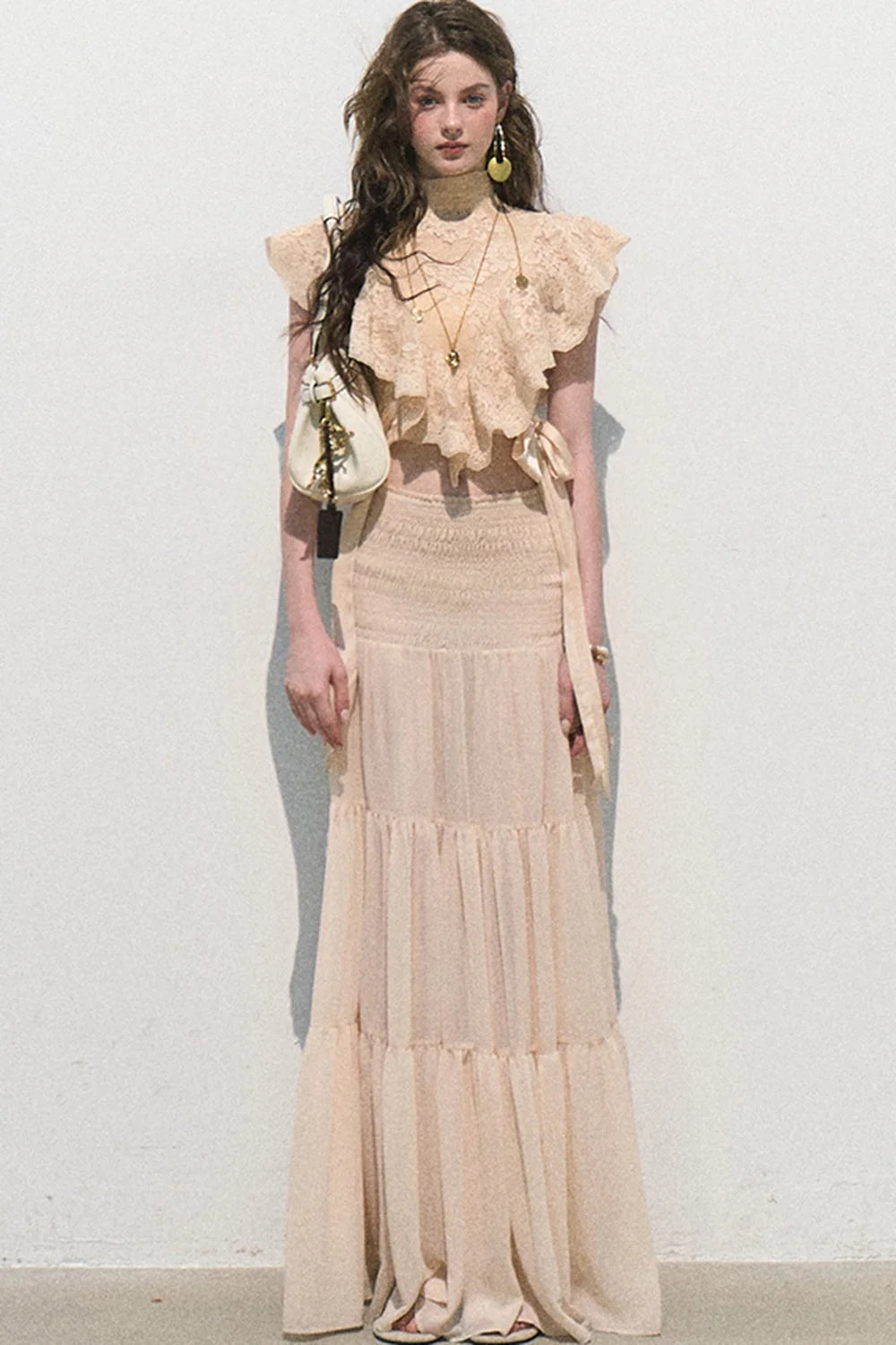 Sunset Lace Ruffle Blouse