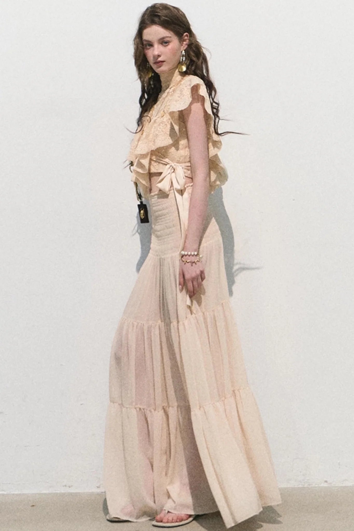 Sunset Lace Ruffle Blouse