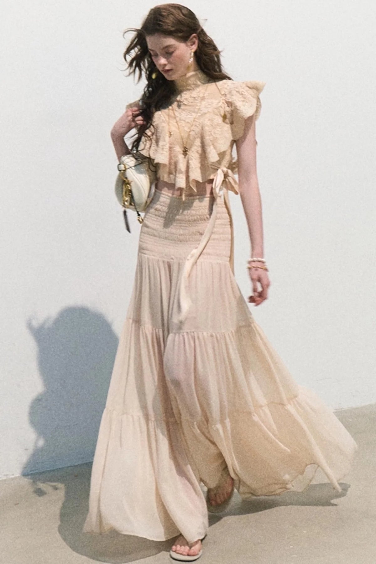 Sunset Lace Ruffle Blouse