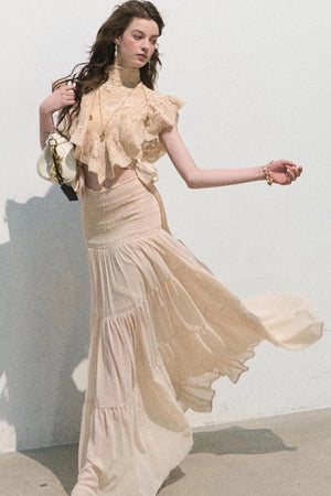 Sunset Lace Ruffle Blouse