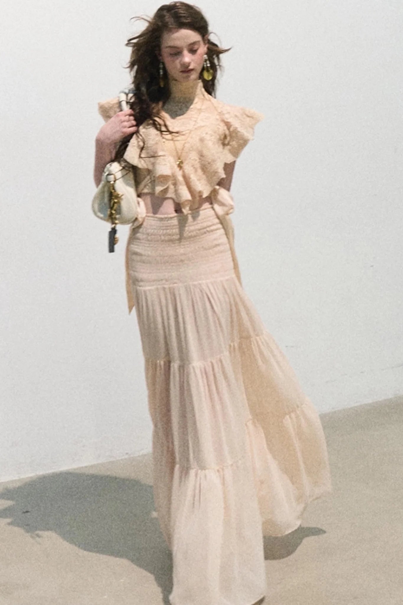 Sunset Lace Ruffle Blouse