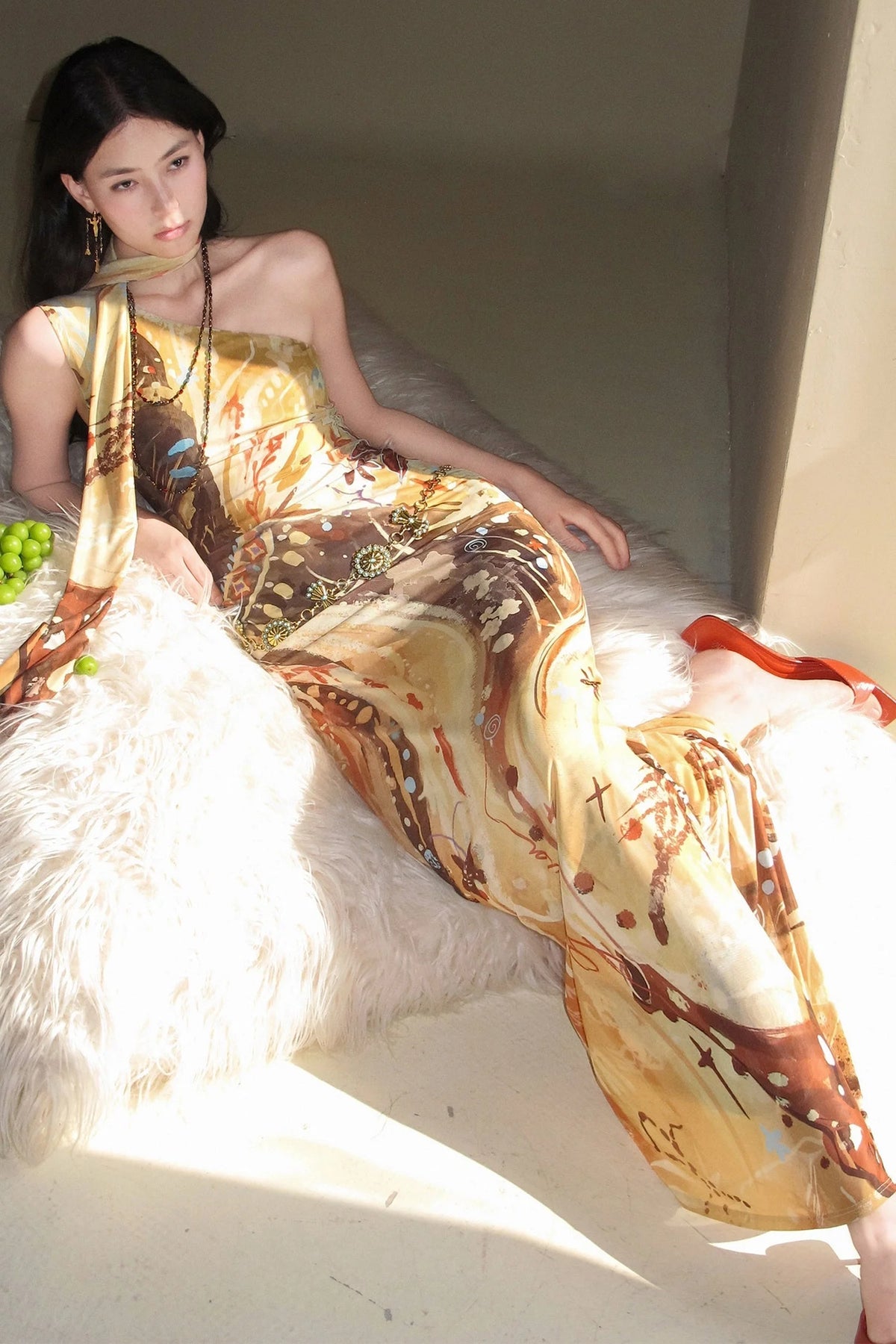 Sunset Melting Gold Fishtail Dress
