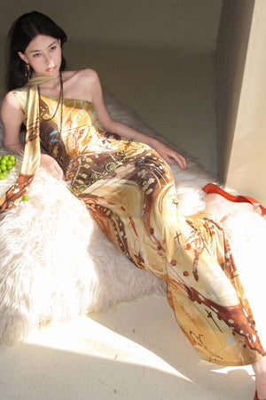 Sunset Melting Gold Fishtail Dress