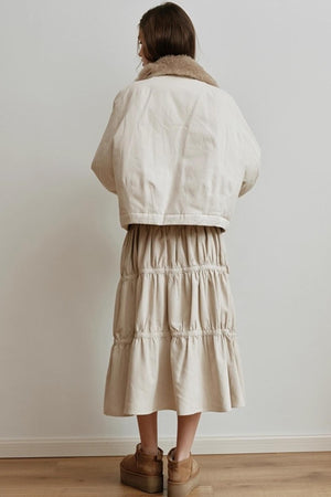 Sunset Suede Spliced Belt Umbrella Skirt