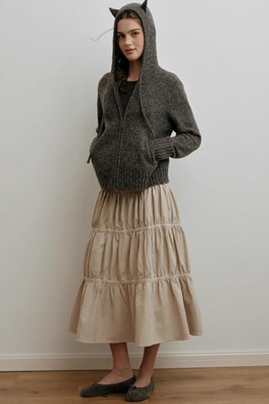 Sunset Suede Spliced Belt Umbrella Skirt