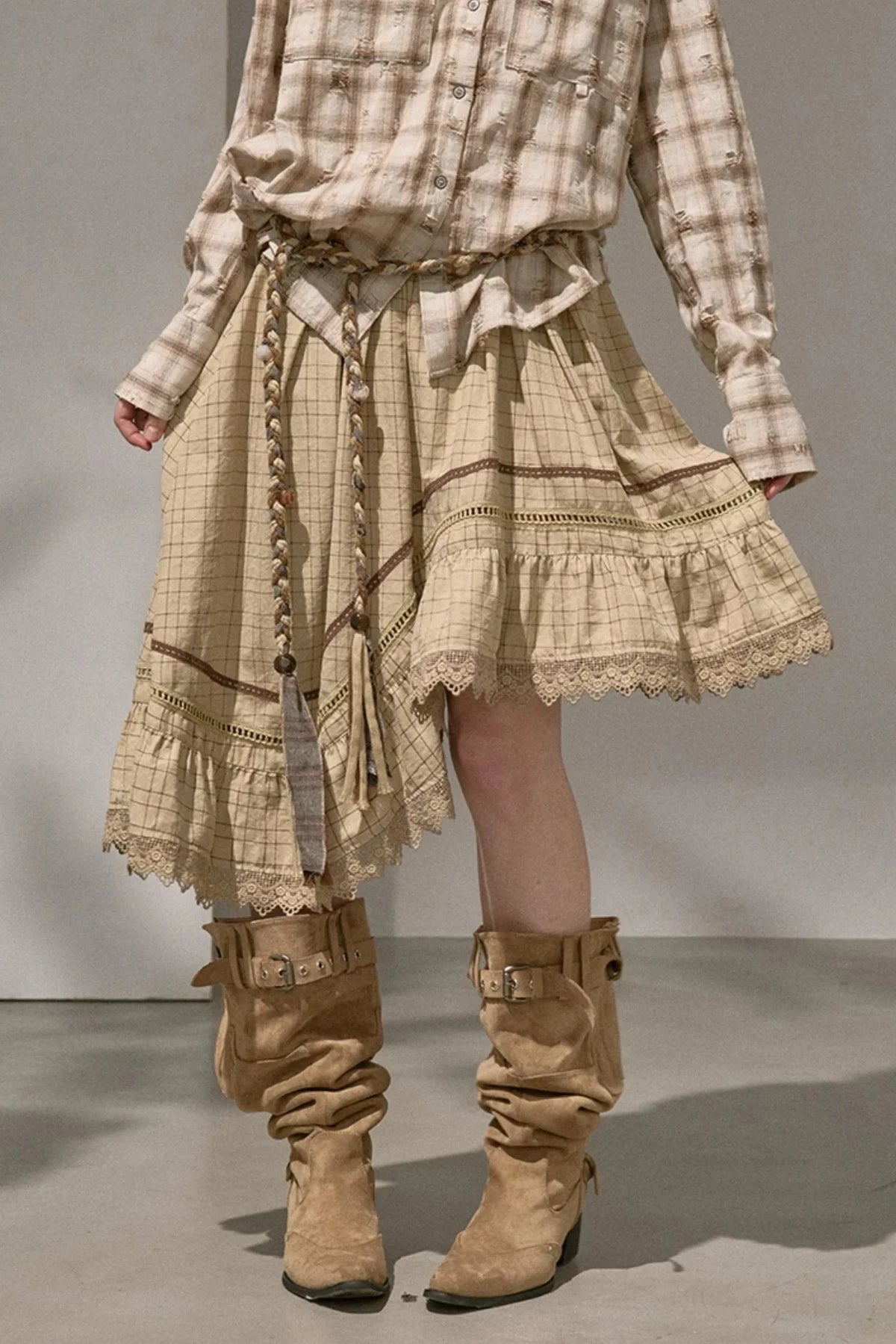 Super Good-Looking Plaid Midi Skirt