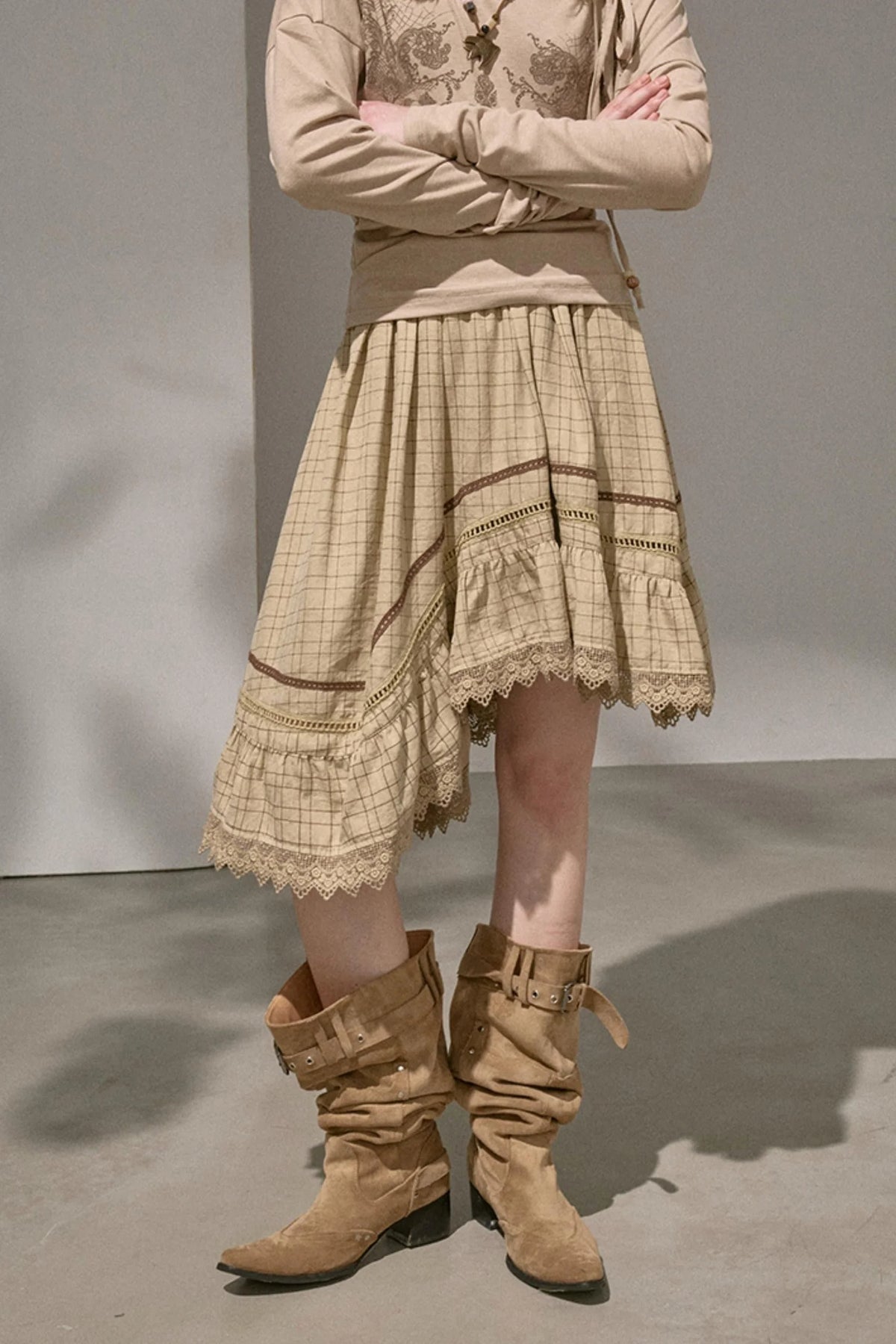 Super Good-Looking Plaid Midi Skirt