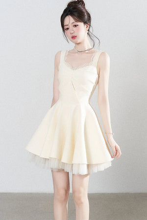 Suspender Puffy Mesh Dress