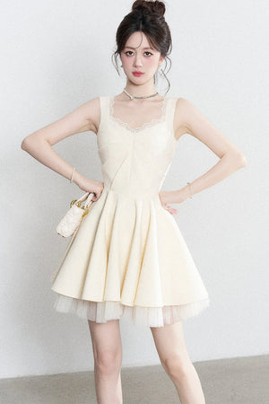 Suspender Puffy Mesh Dress