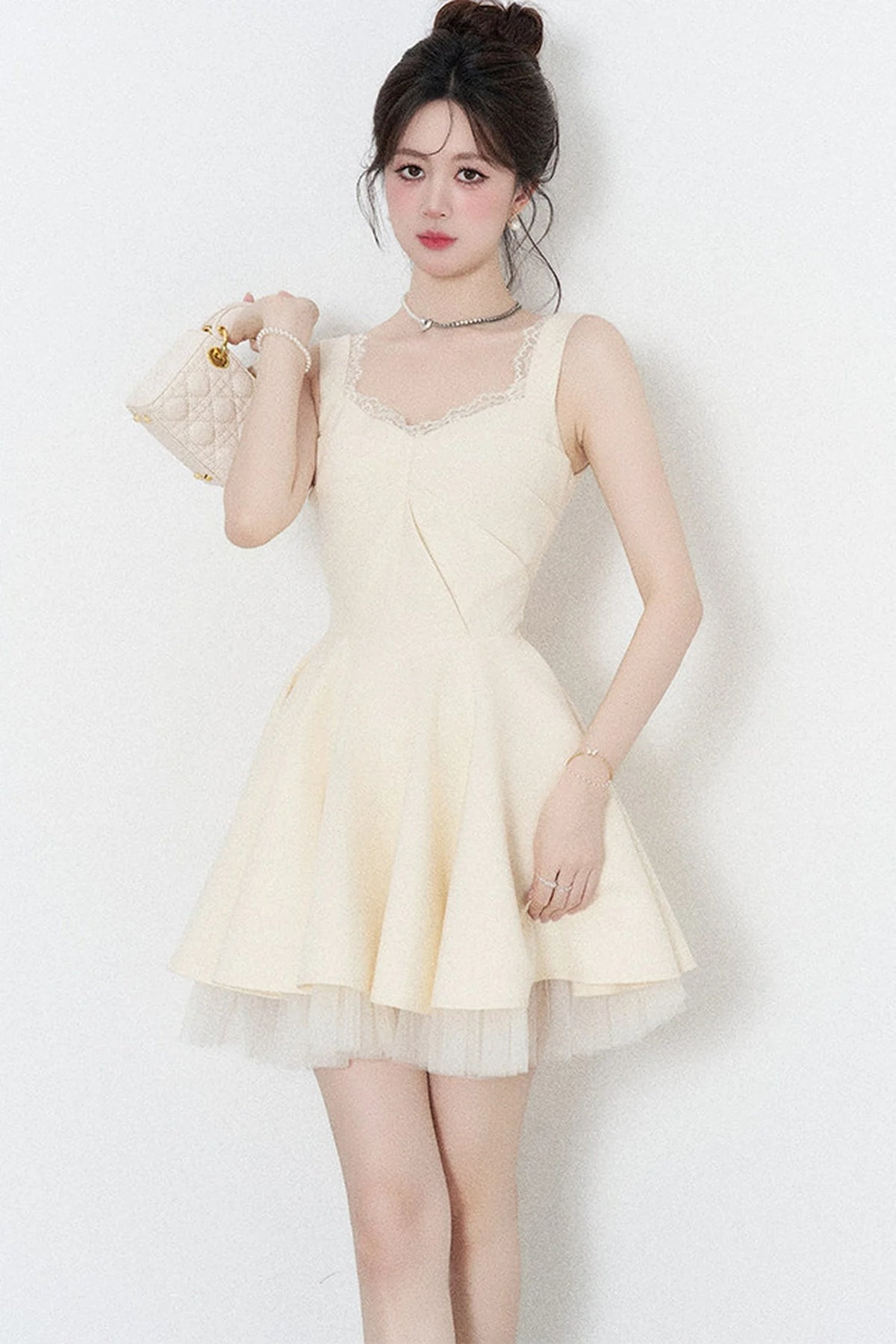 Suspender Puffy Mesh Dress
