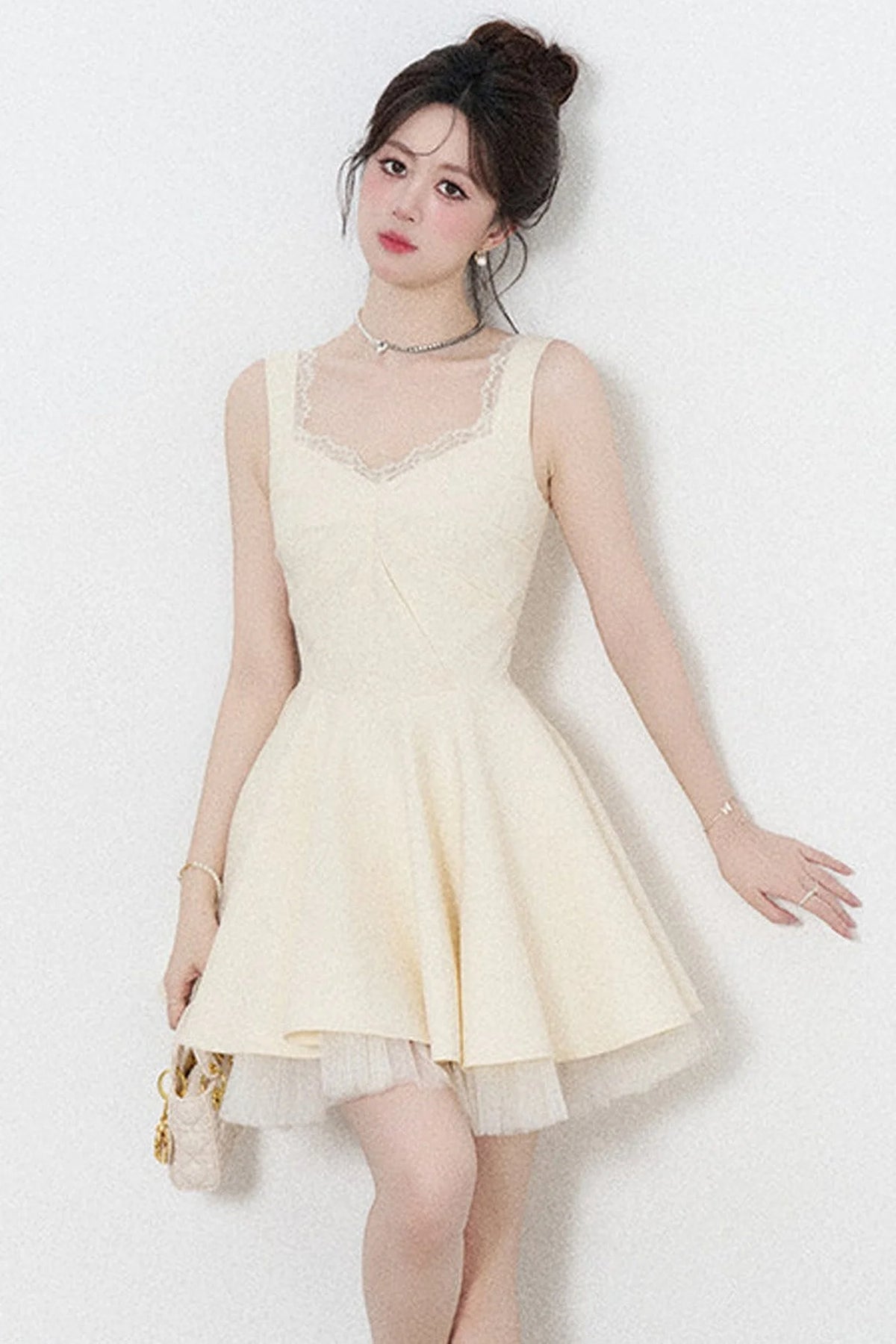 Suspender Puffy Mesh Dress