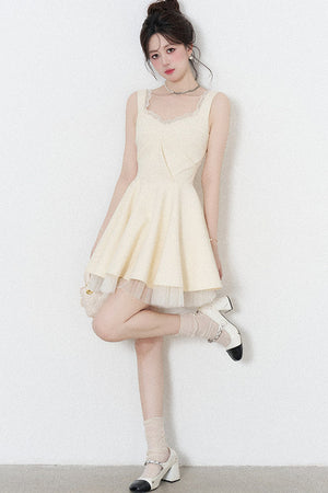 Suspender Puffy Mesh Dress