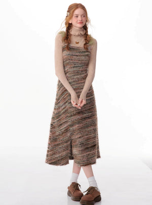 Suspender strap bottom knitted dress