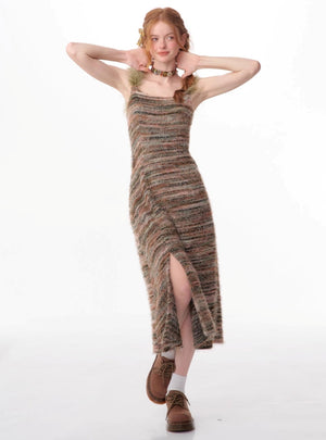 Suspender strap bottom knitted dress