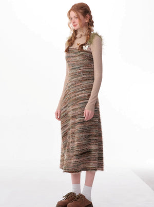 Suspender strap bottom knitted dress