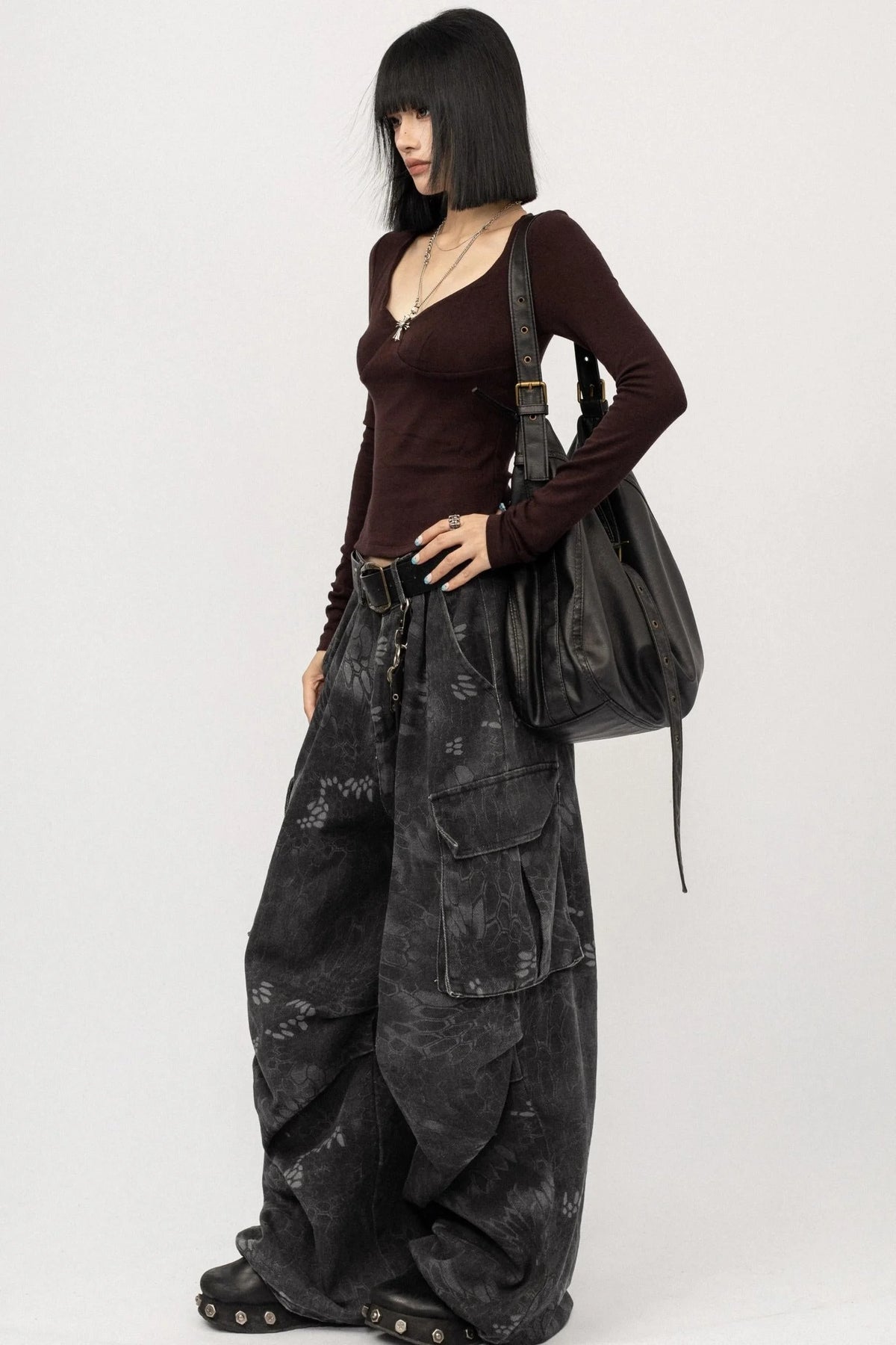 Sweet and Cool Gray Long-Sleeved Top