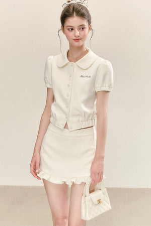 Sweet Blue Doll Collar Top Set-Up