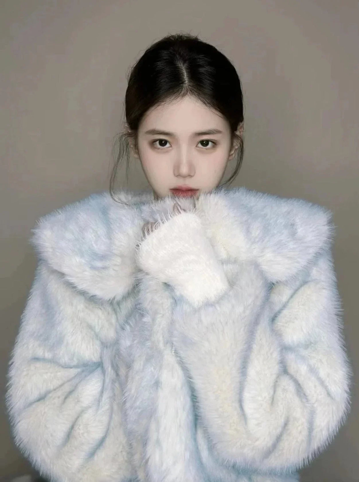 sweet blue fur warm short coat