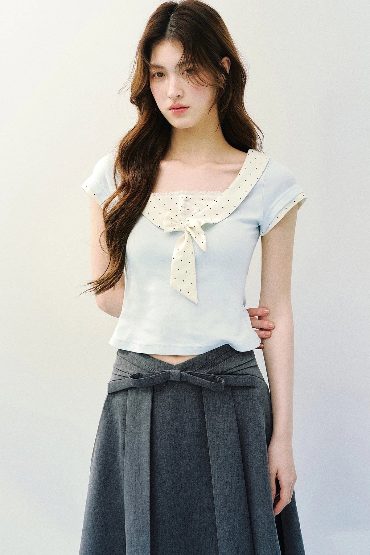 Sweet Bow Tie Floral Blouse