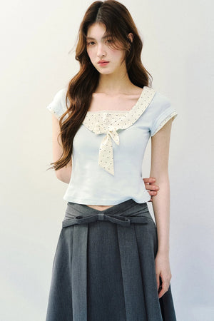 Sweet Bow Tie Floral Blouse