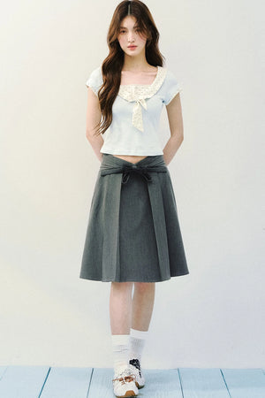 Sweet Bow Tie Floral Blouse