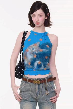 Sweet Cat Knitted Vest