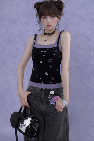 Sweet Cool Black Purple Badge Set