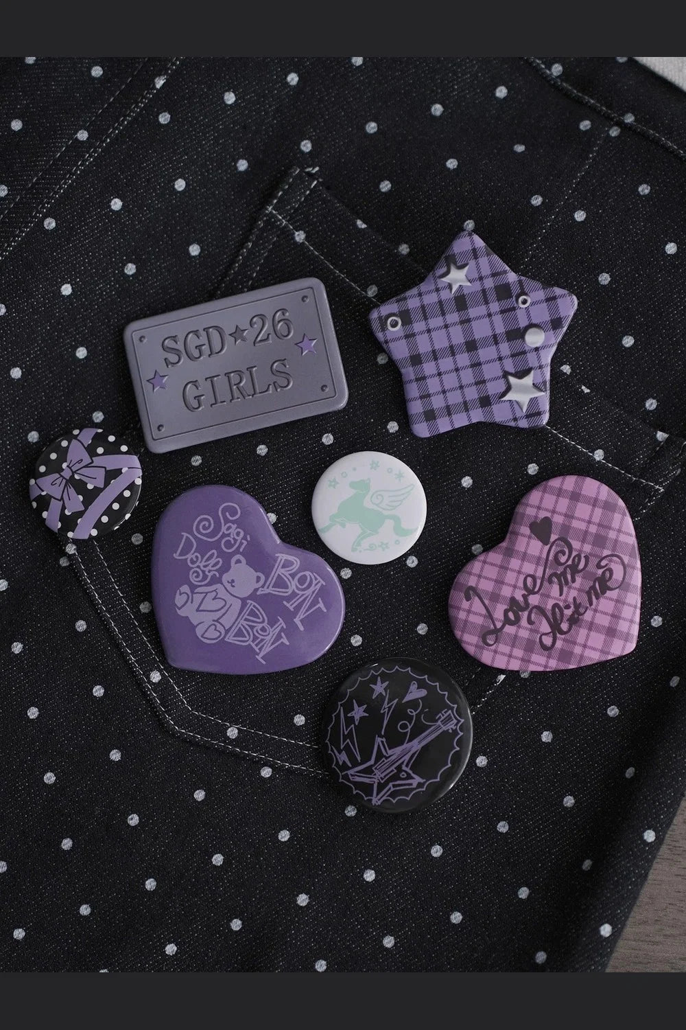 Sweet Cool Black Purple Badge Set