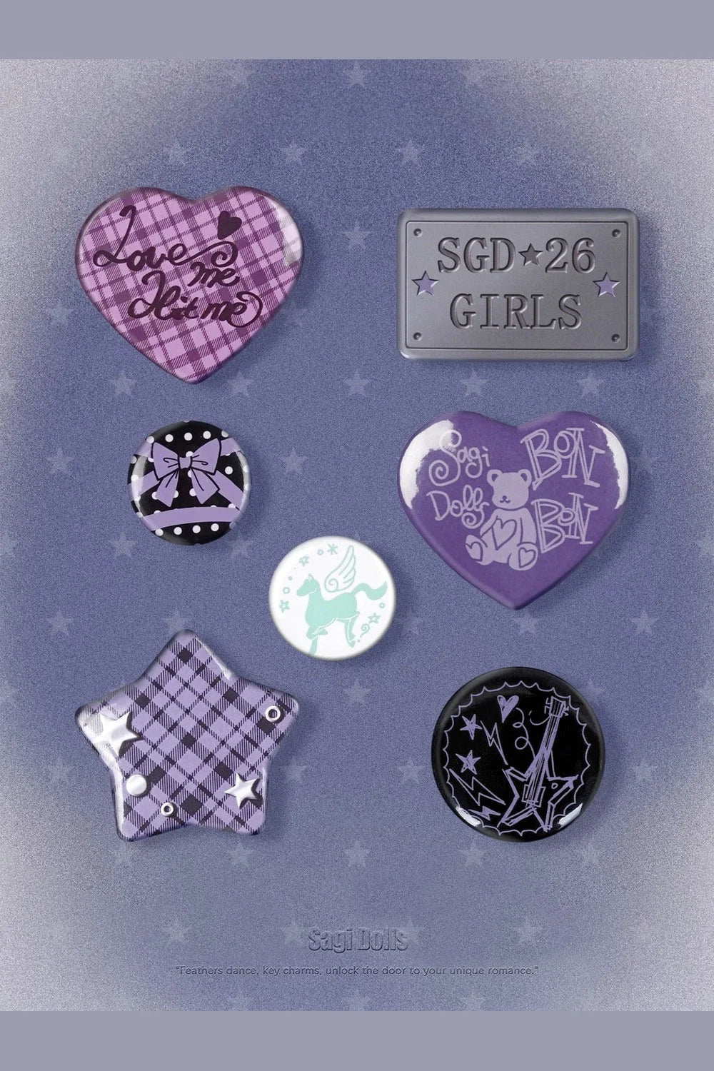 Sweet Cool Black Purple Badge Set