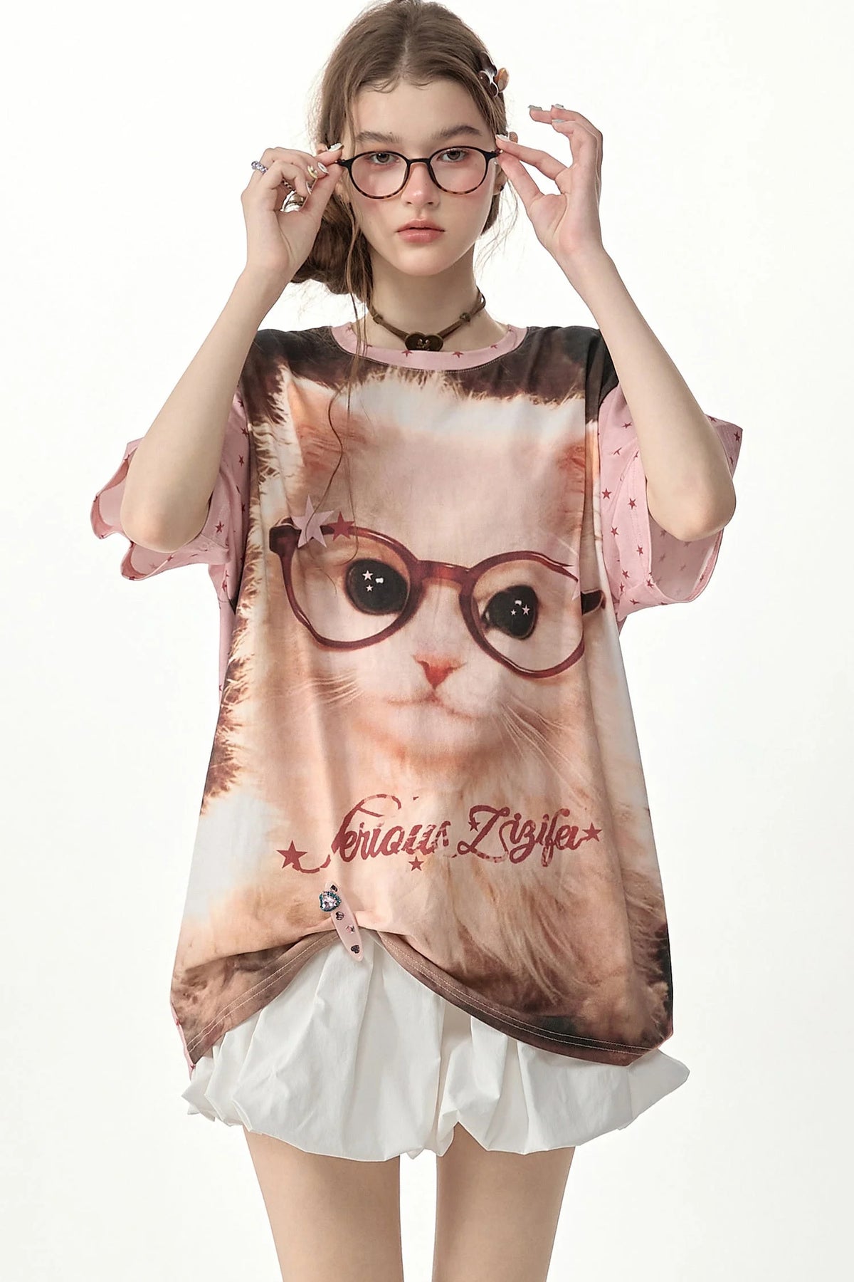 Sweet Cool Cat Print T-Shirt