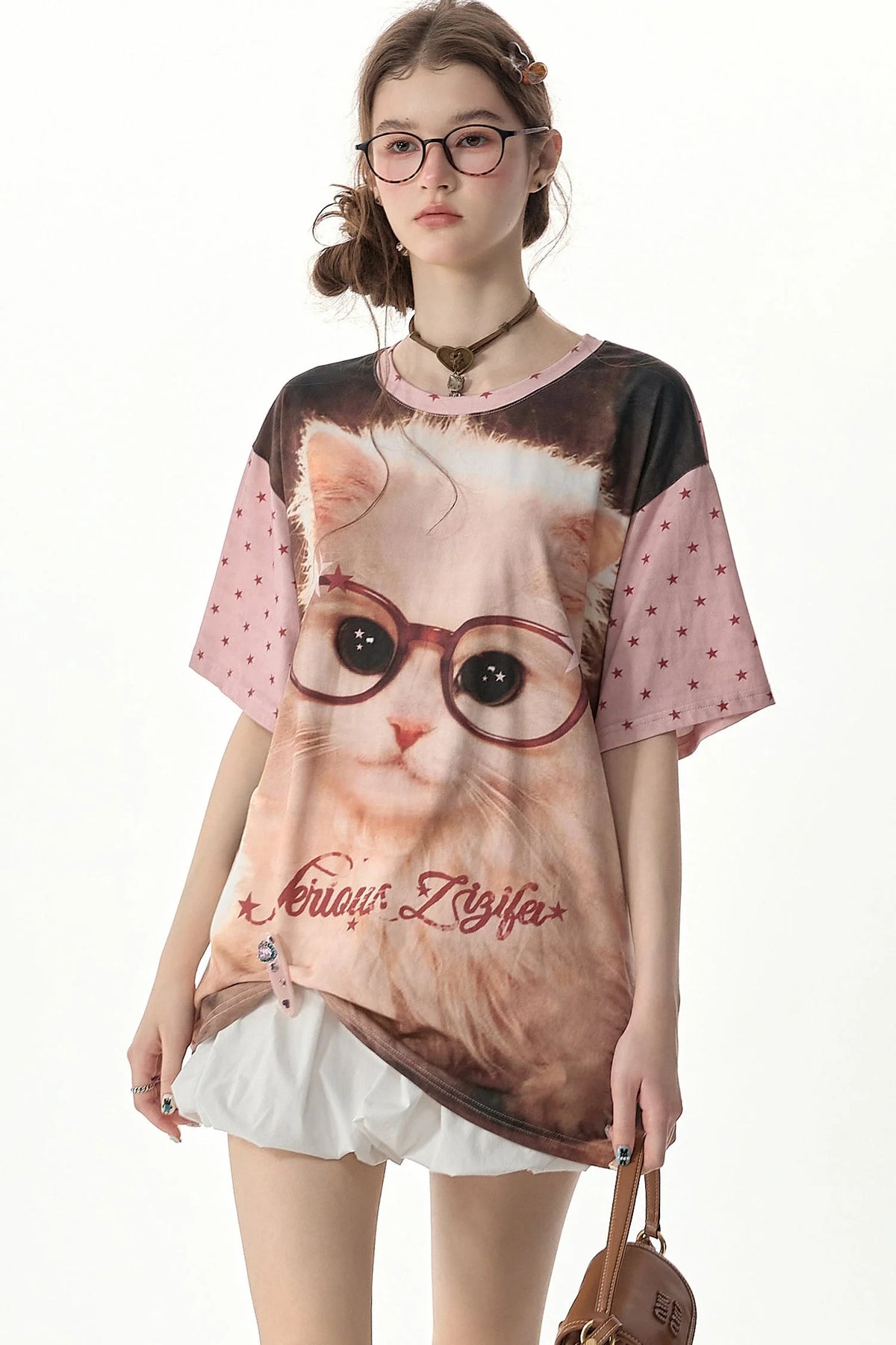 Sweet Cool Cat Print T-Shirt