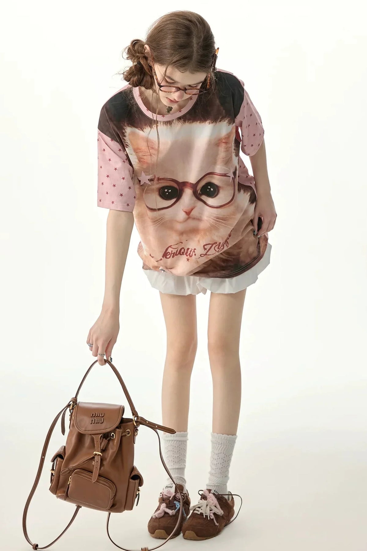 Sweet Cool Cat Print T-Shirt