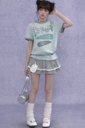 Sweet Cool Print T-Shirt Set-Up