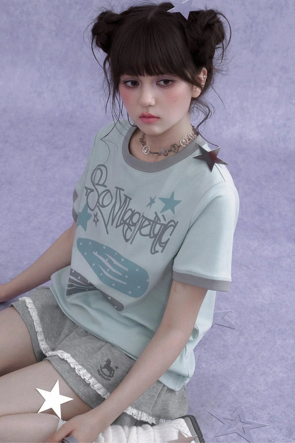 Sweet Cool Print T-Shirt Set-Up