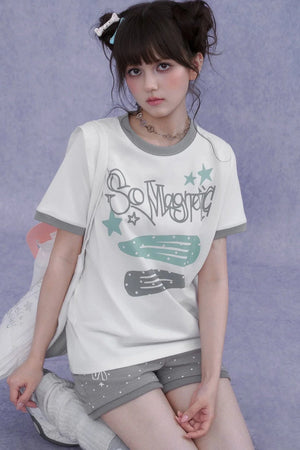 Sweet Cool Print T-Shirt Set-Up