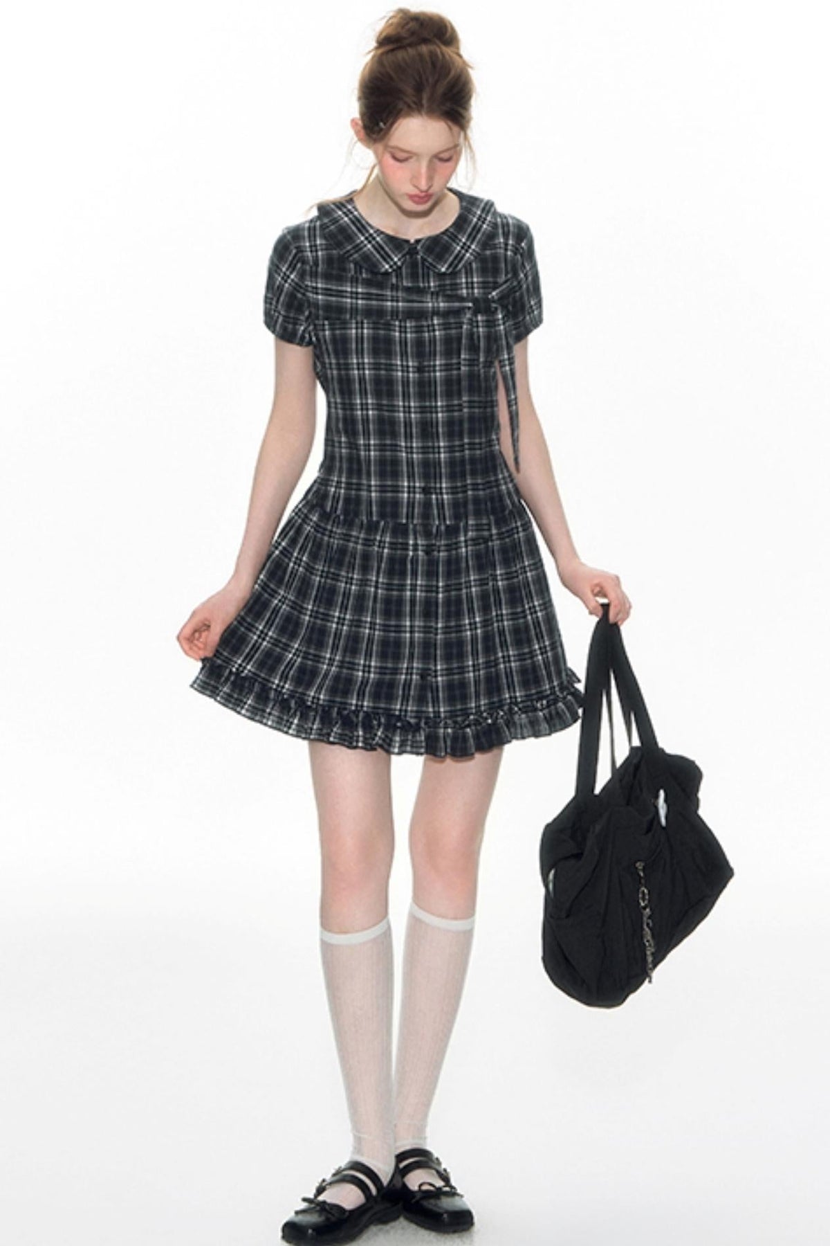 Sweet Cotton Plaid Skirt Set-Up