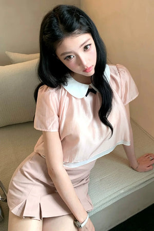Sweet Girl Doll Collar Top Set-Up