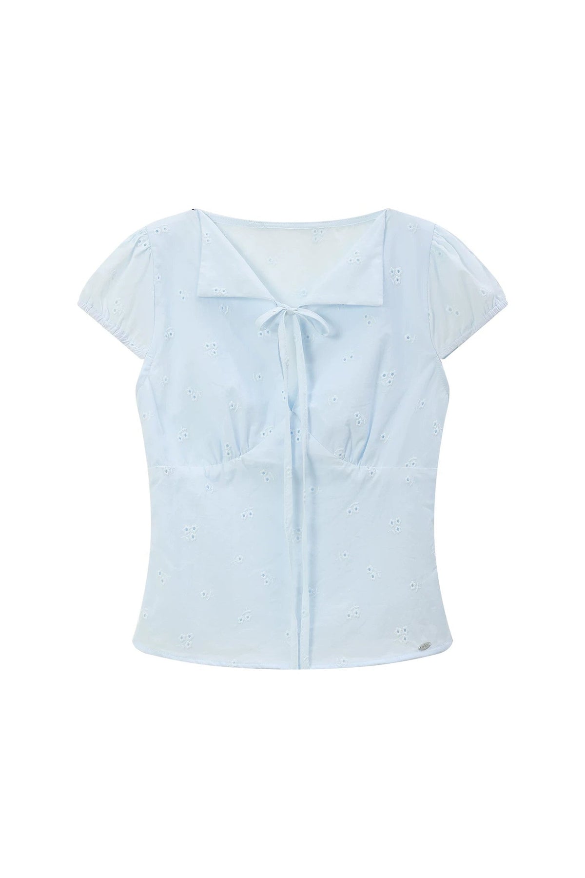 Sweet Girl Lace-Up Puff Sleeve Blouse Set-Up