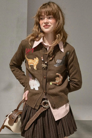 Sweet Kitten Knitted Cardigan