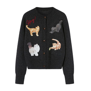 Sweet Kitten Knitted Cardigan