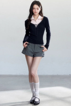 Sweet Knitted V-Neck Top