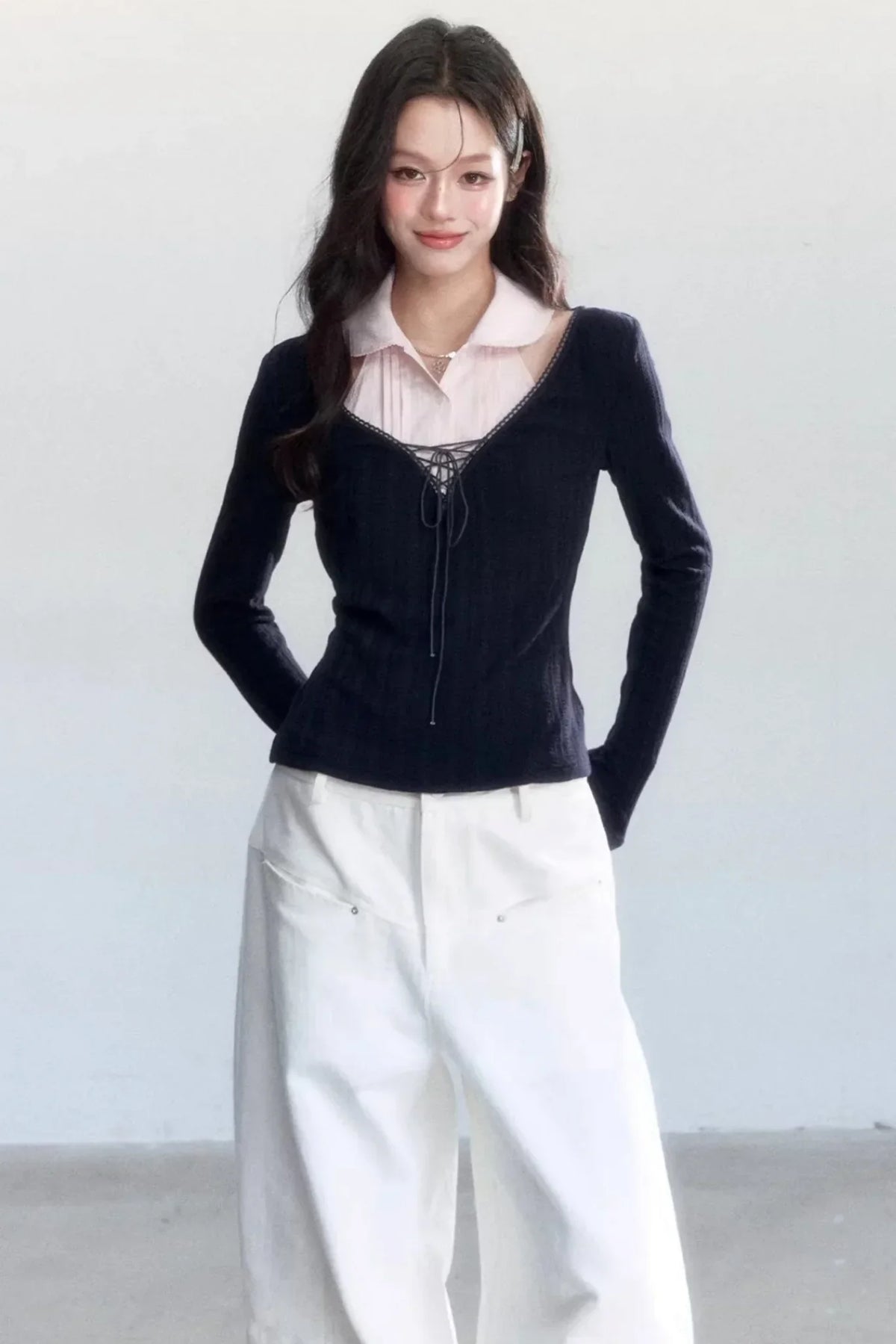 Sweet Knitted V-Neck Top