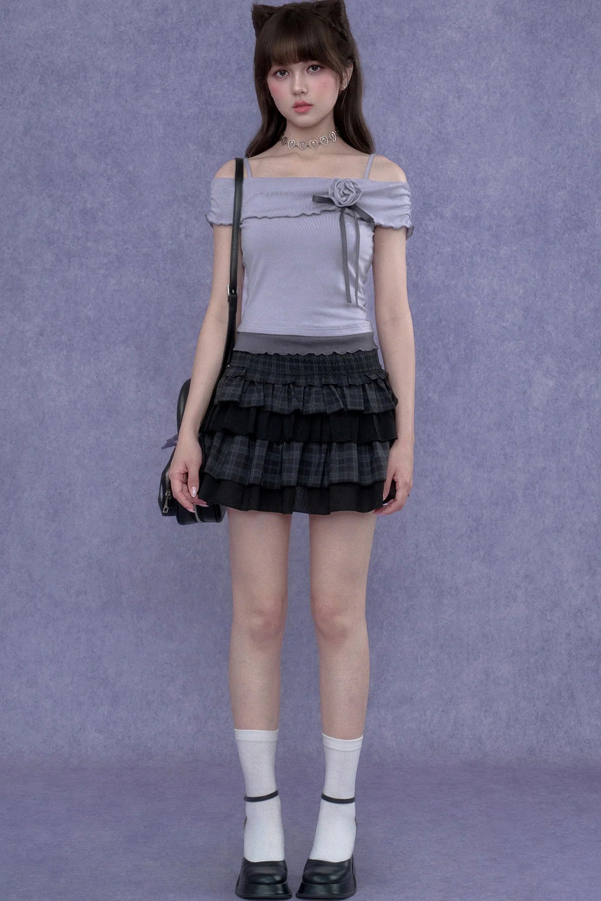 Sweet Light Purple One-Shoulder Top