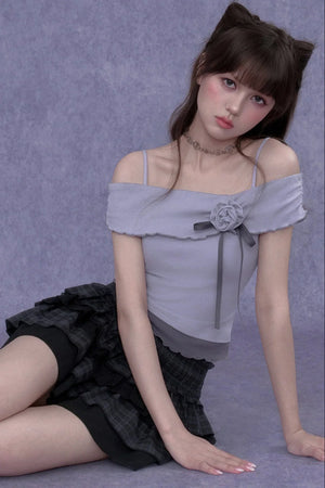 Sweet Light Purple One-Shoulder Top
